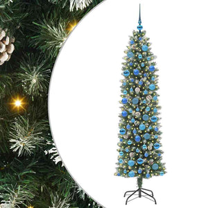 Albero di Natale Artificiale Sottile Verde e bianco 180 cm 3395300