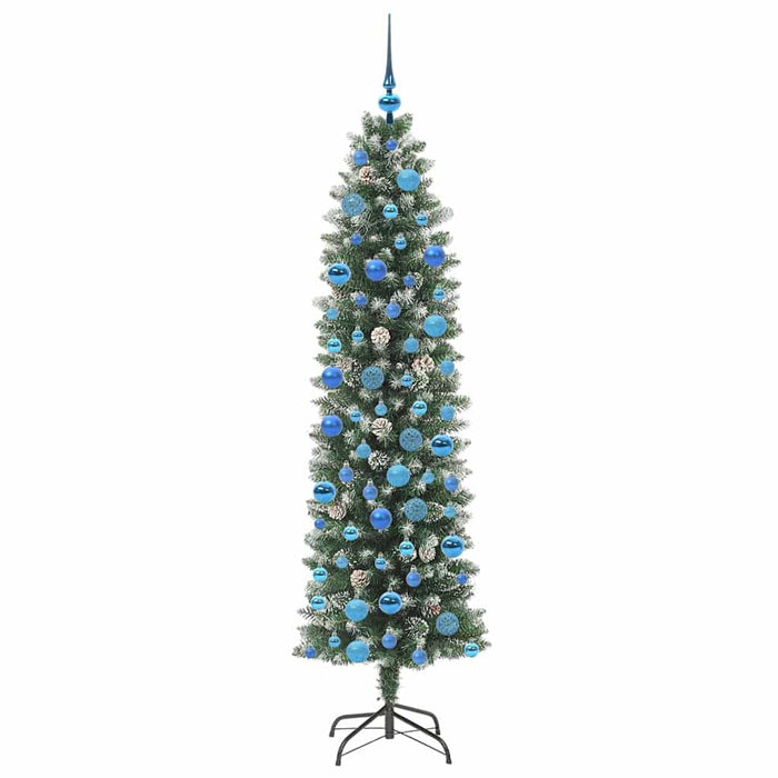 Albero di Natale Artificiale Sottile Verde e bianco 180 cm