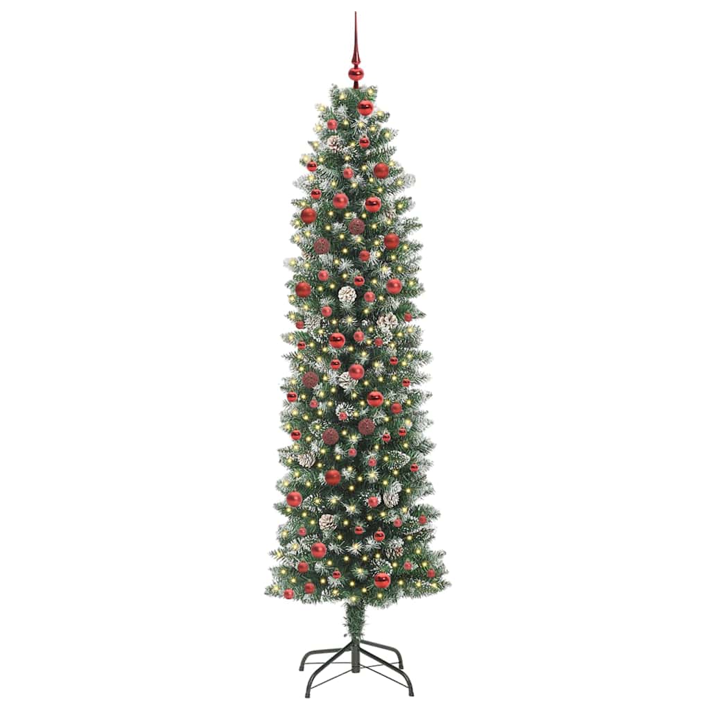 Albero di Natale Artificiale Sottile Verde e bianco 210 cm 3395305