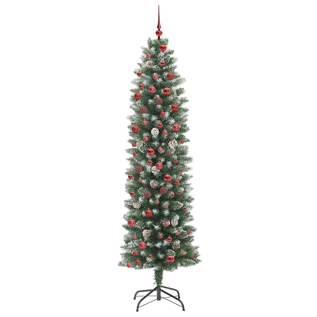 Albero di Natale Artificiale Sottile Verde e bianco 210 cm 3395305