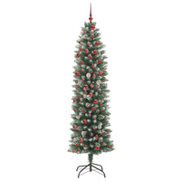 Albero di Natale Artificiale Sottile Verde e bianco 210 cm 3395305
