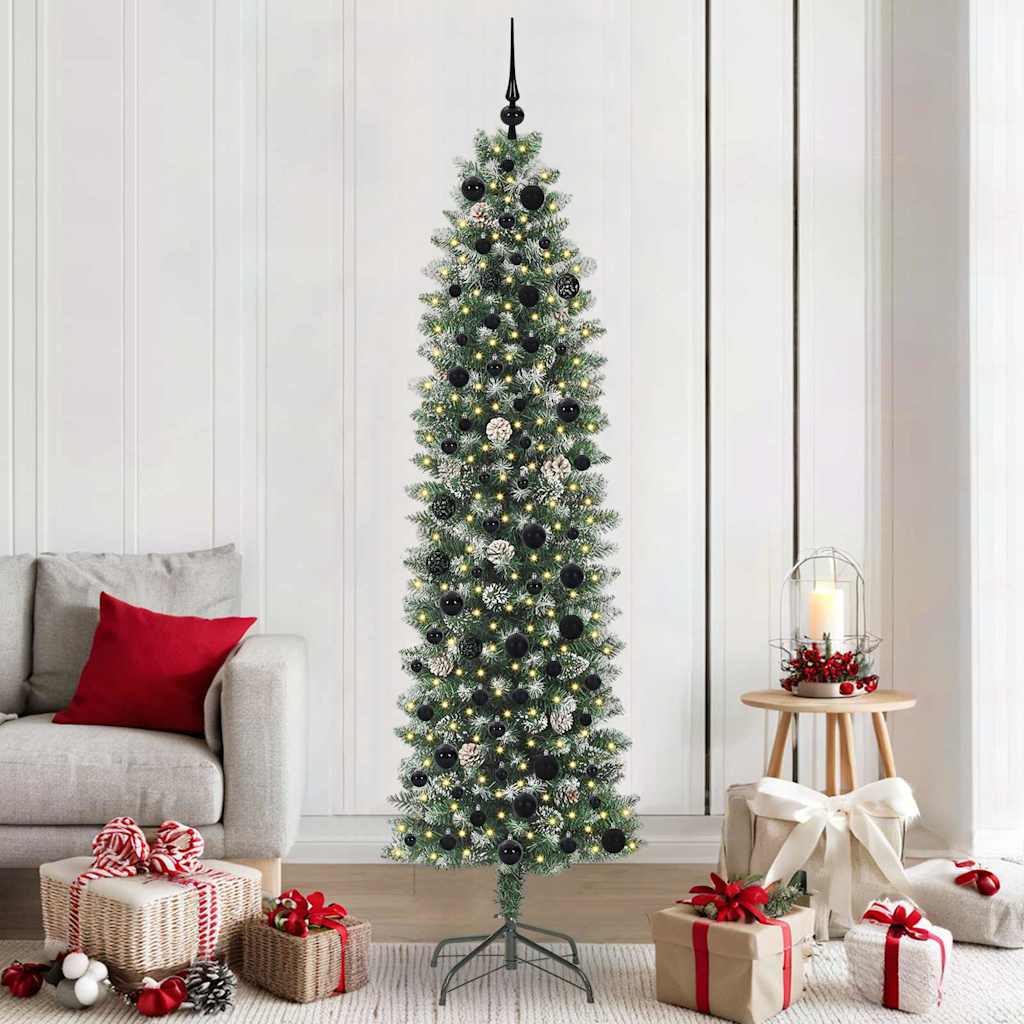 Albero di Natale Artificiale Sottile Verde e bianco 210 cm 3395306