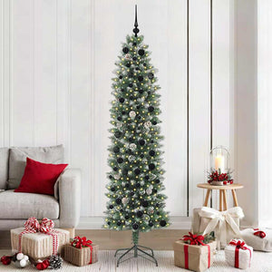 Albero di Natale Artificiale Sottile Verde e bianco 210 cm 3395306