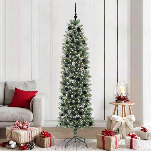Albero di Natale Artificiale Sottile Verde e bianco 210 cm 3395306