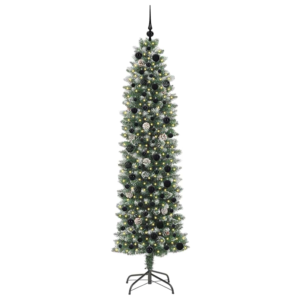 Albero di Natale Artificiale Sottile Verde e bianco 210 cm 3395306