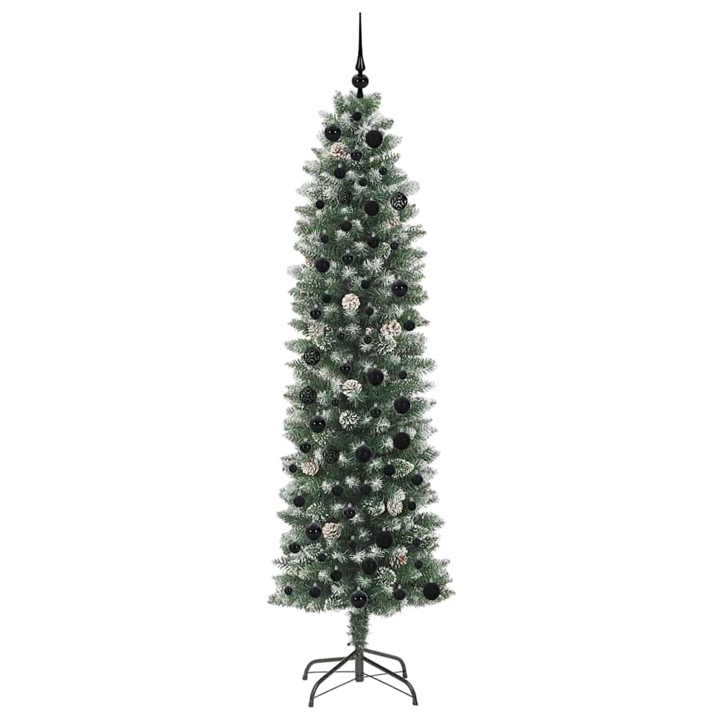 Albero di Natale Artificiale Sottile Verde e bianco 210 cm 3395306