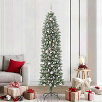 Albero di Natale Artificiale Sottile Verde e bianco 210 cm 3395307