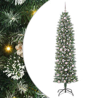 Albero di Natale Artificiale Sottile Verde e bianco 210 cm 3395307