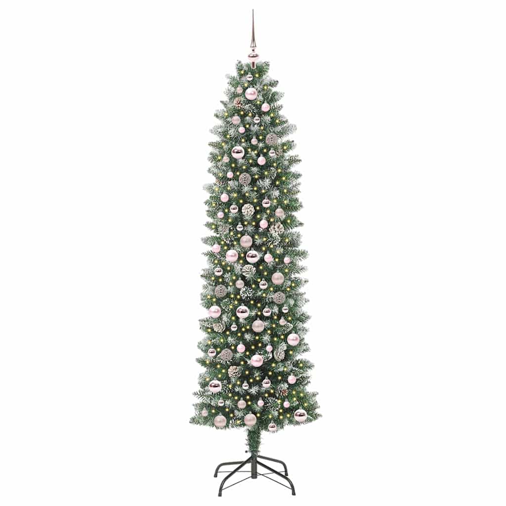 Albero di Natale Artificiale Sottile Verde e bianco 210 cm 3395307