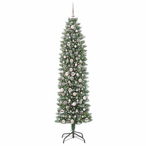 Albero di Natale Artificiale Sottile Verde e bianco 210 cm 3395307