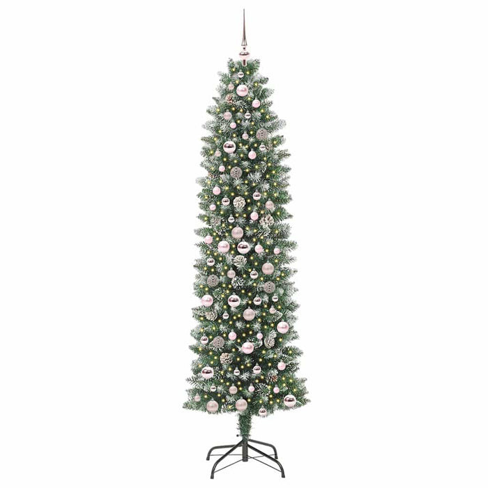 Albero di Natale Artificiale Sottile Verde e bianco 210 cm 3395307