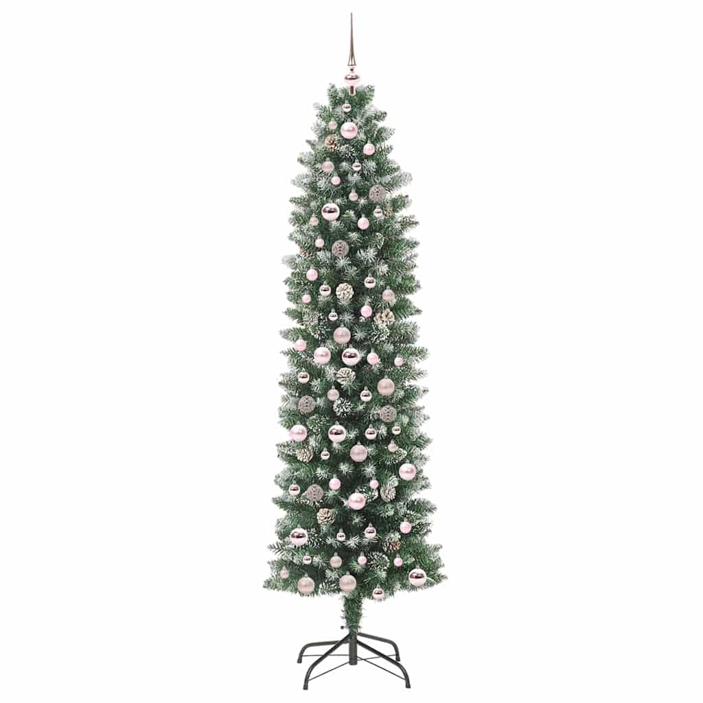 Albero di Natale Artificiale Sottile Verde e bianco 210 cm 3395307