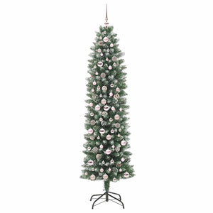 Albero di Natale Artificiale Sottile Verde e bianco 210 cm 3395307