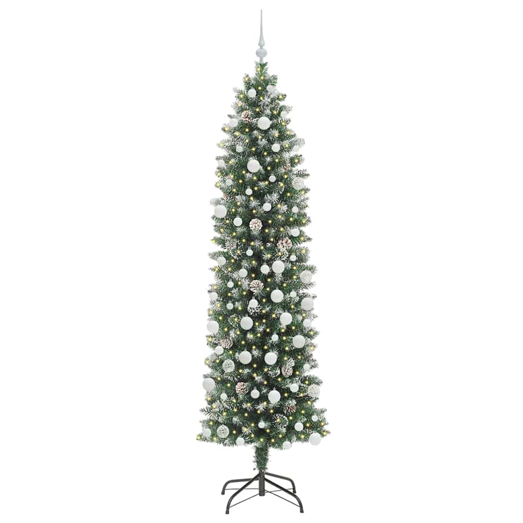 Albero di Natale Artificiale Sottile Verde e bianco 210 cm 3395308