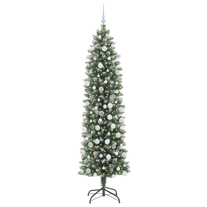 Albero di Natale Artificiale Sottile Verde e bianco 210 cm 3395308