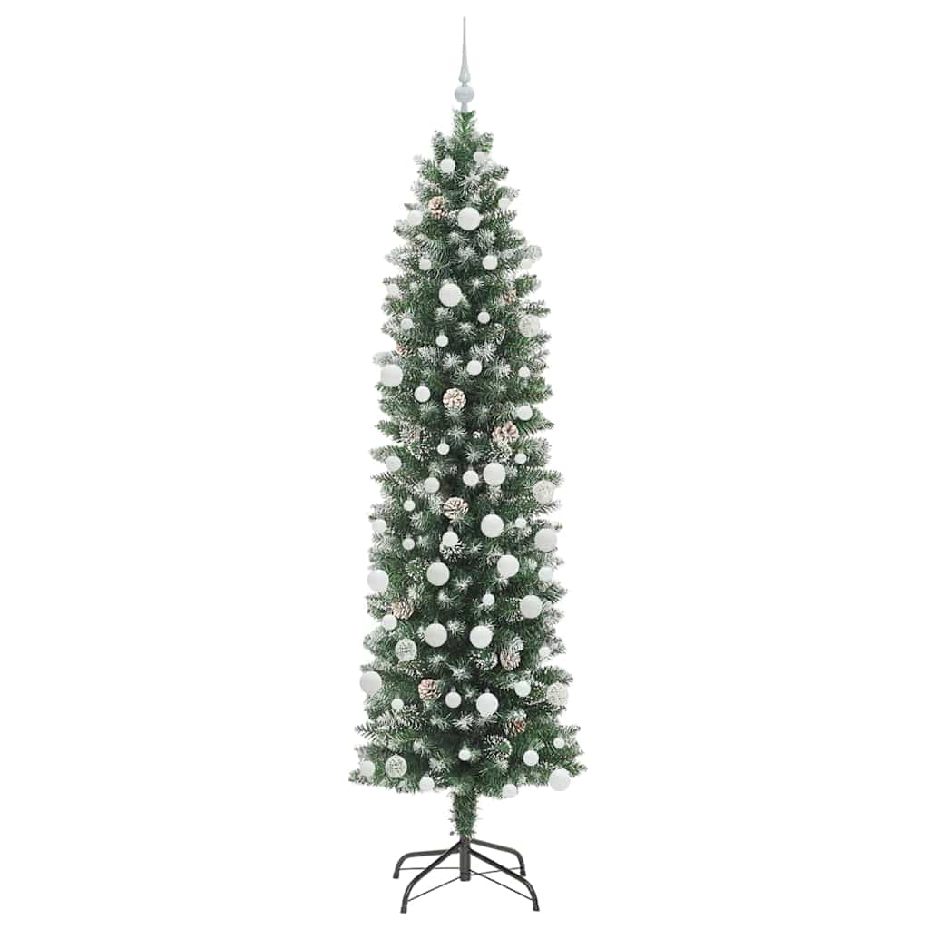 Albero di Natale Artificiale Sottile Verde e bianco 210 cm 3395308