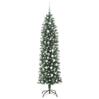 Albero di Natale Artificiale Sottile Verde e bianco 210 cm 3395308