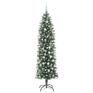 Albero di Natale Artificiale Sottile Verde e bianco 210 cm 3395308