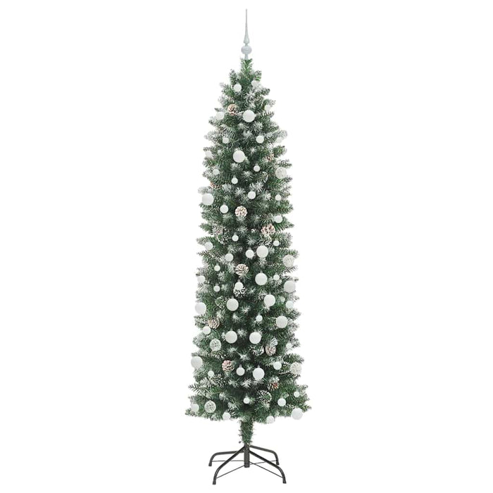 Albero di Natale Artificiale Sottile Verde e bianco 210 cm 3395308