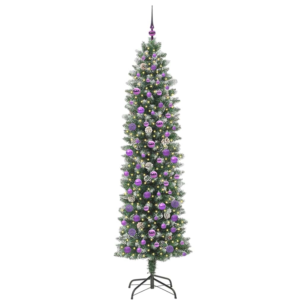Albero di Natale Artificiale Sottile Verde e bianco 210 cm 3395311