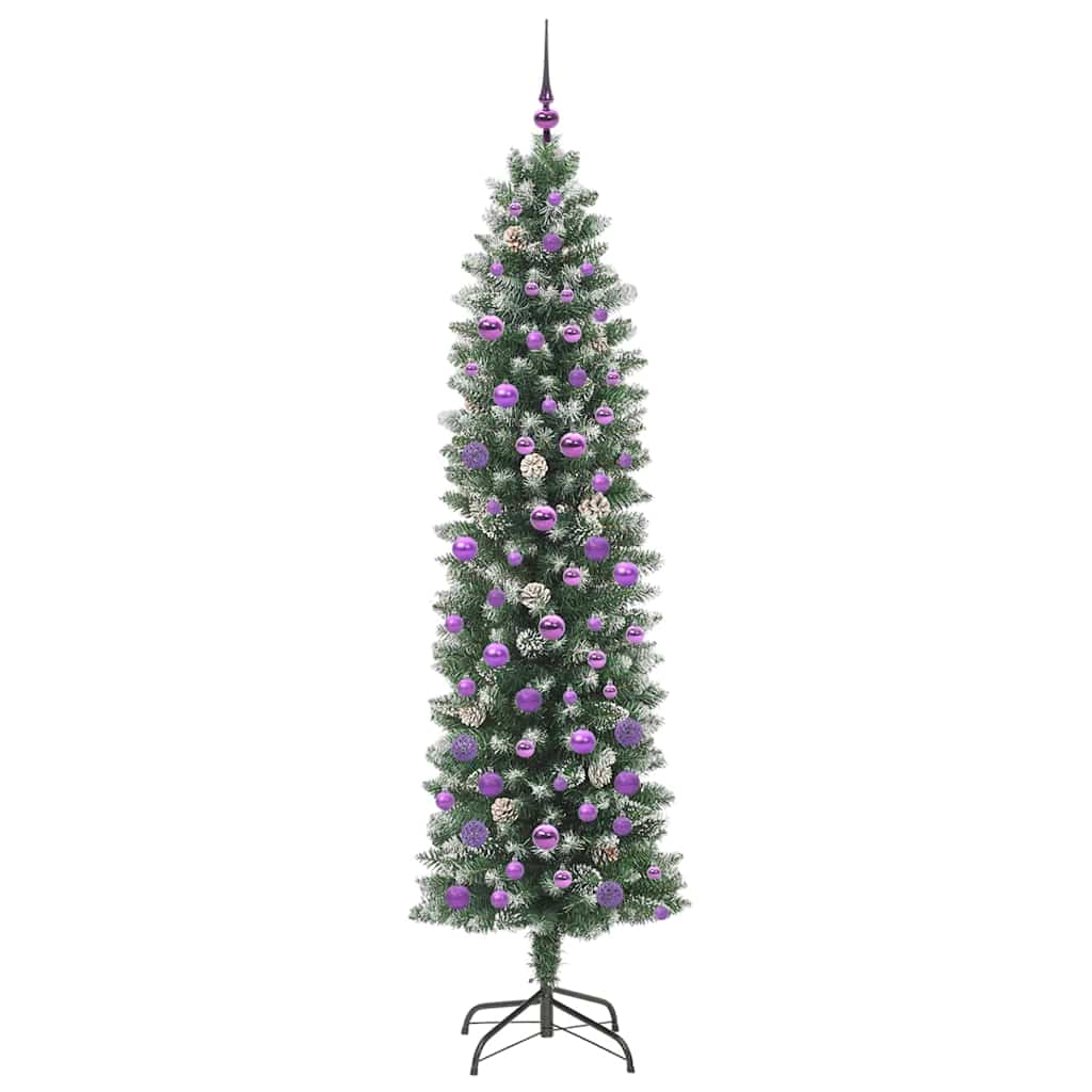 Albero di Natale Artificiale Sottile Verde e bianco 210 cm 3395311