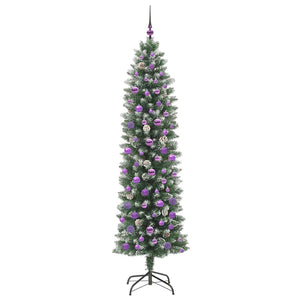 Albero di Natale Artificiale Sottile Verde e bianco 210 cm 3395311