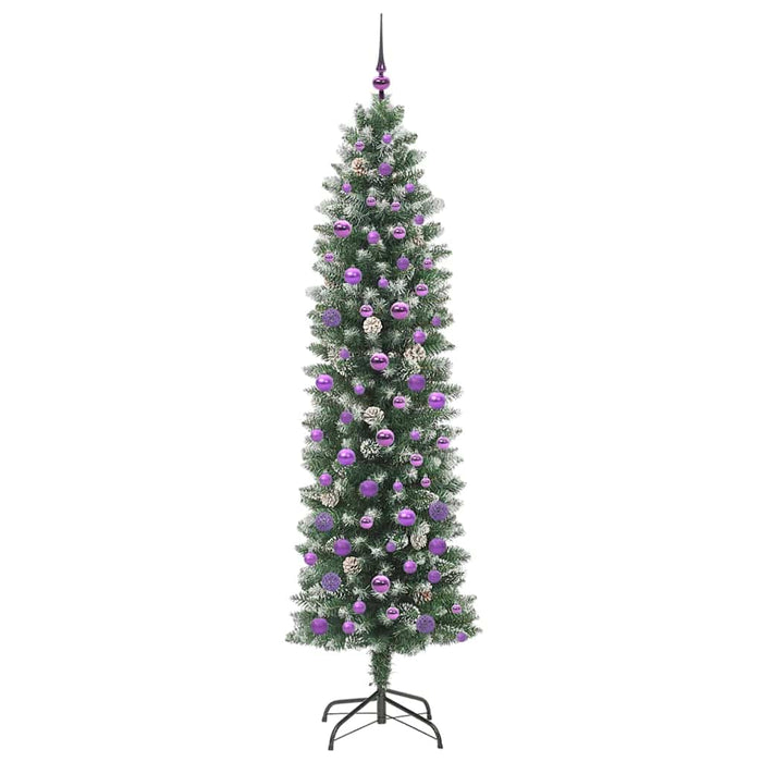 Albero di Natale Artificiale Sottile Verde e bianco 210 cm 3395311