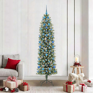 Albero di Natale Artificiale Sottile Verde e bianco 210 cm 3395312