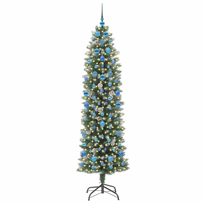 Albero di Natale Artificiale Sottile Verde e bianco 210 cm 3395312