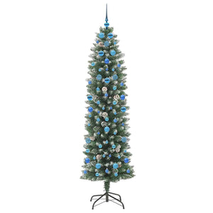 Albero di Natale Artificiale Sottile Verde e bianco 210 cm 3395312