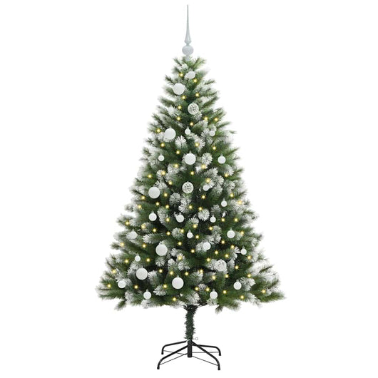 Albero di Natale Artificiale a Cerniera-Albero Natalizio con neve fioccata 627381