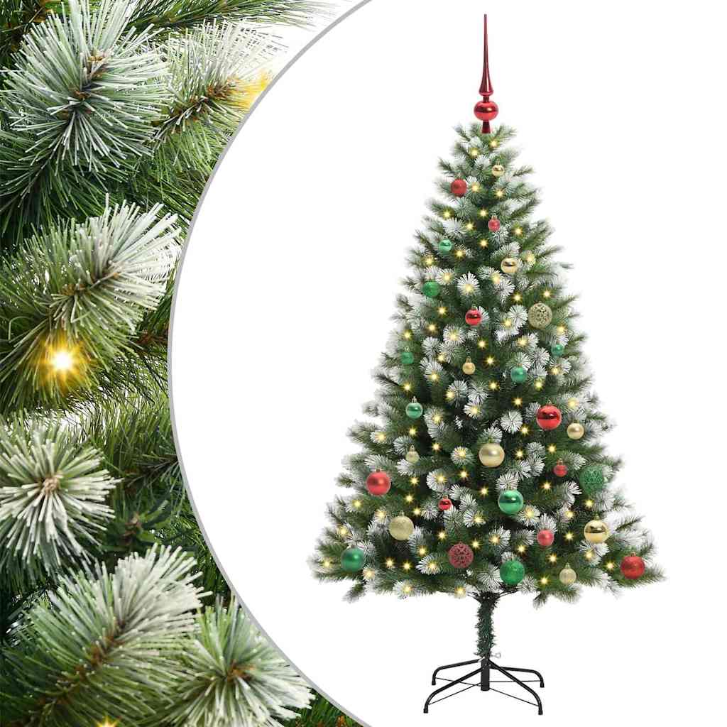 Albero di Natale Artificiale a Cerniera-Albero Natalizio con neve fioccata 258141