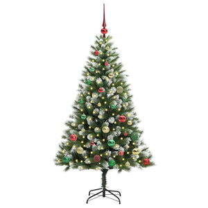 Albero di Natale Artificiale a Cerniera-Albero Natalizio con neve fioccata 258141
