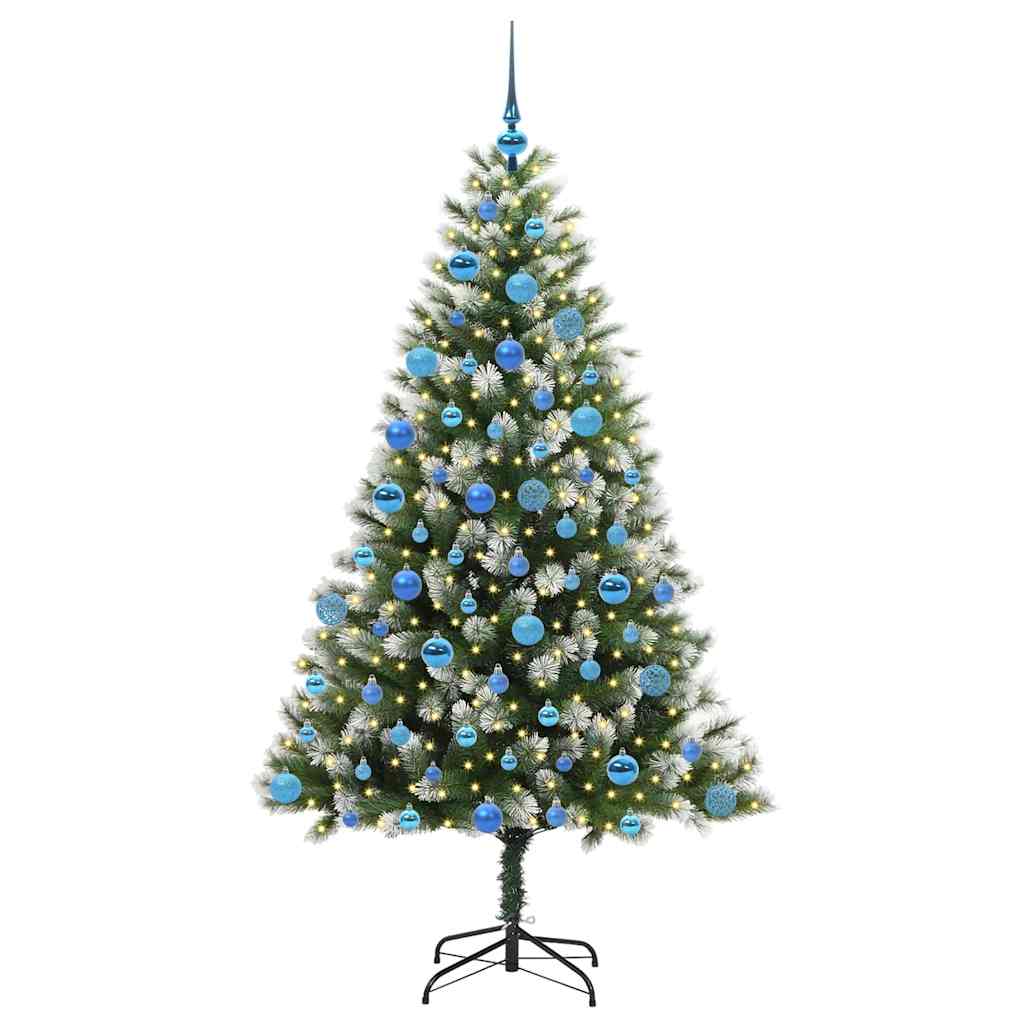 Albero di Natale Artificiale a Cerniera-Albero Natalizio con neve fioccata 674506