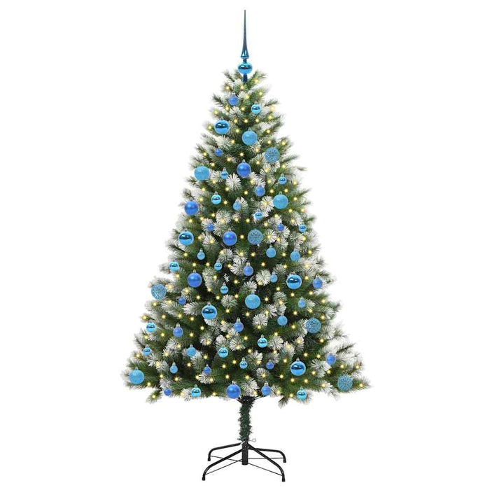 Albero di Natale Artificiale a Cerniera-Albero Natalizio con neve fioccata 674506