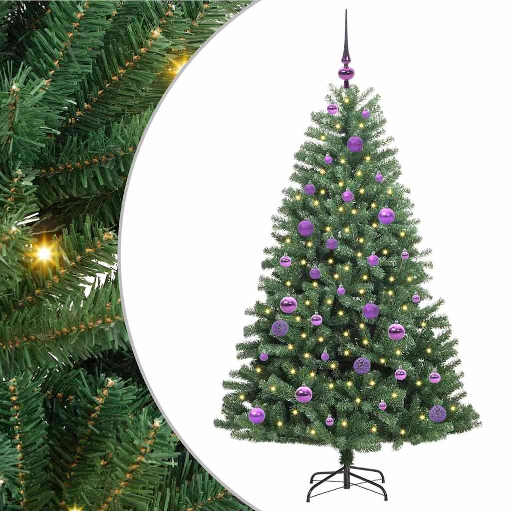 Albero di Natale Artificiale-Albero Natalizio con Rami Pieghevoli Verde 150 cm 746462