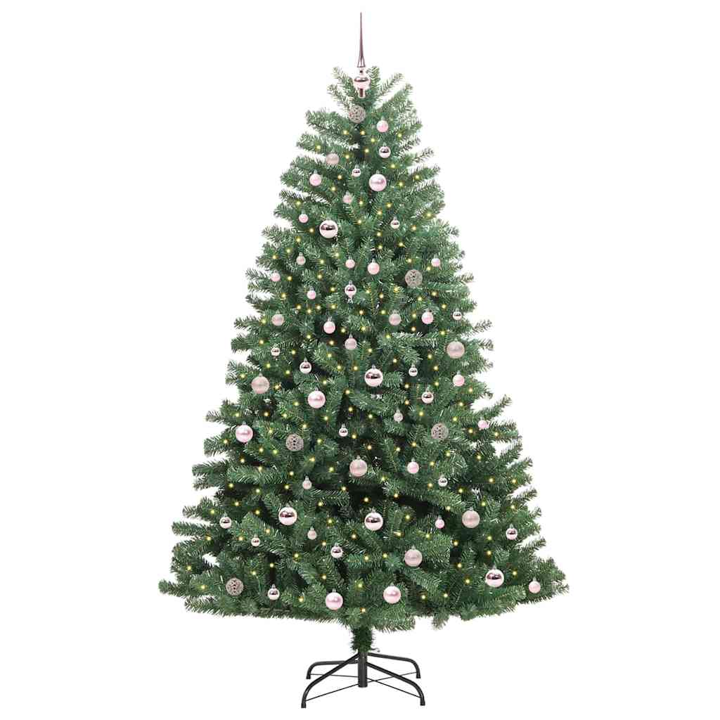 Albero di Natale Artificiale-Albero Natalizio con Rami Pieghevoli Verde 210 cm 729811