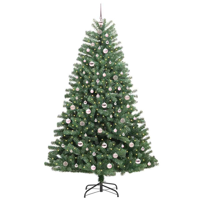 Albero di Natale Artificiale-Albero Natalizio con Rami Pieghevoli Verde 210 cm 729811