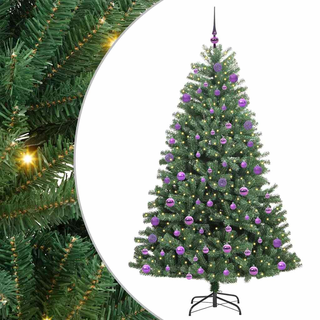 Albero di Natale Artificiale-Albero Natalizio con Rami Pieghevoli Verde 210 cm 957775