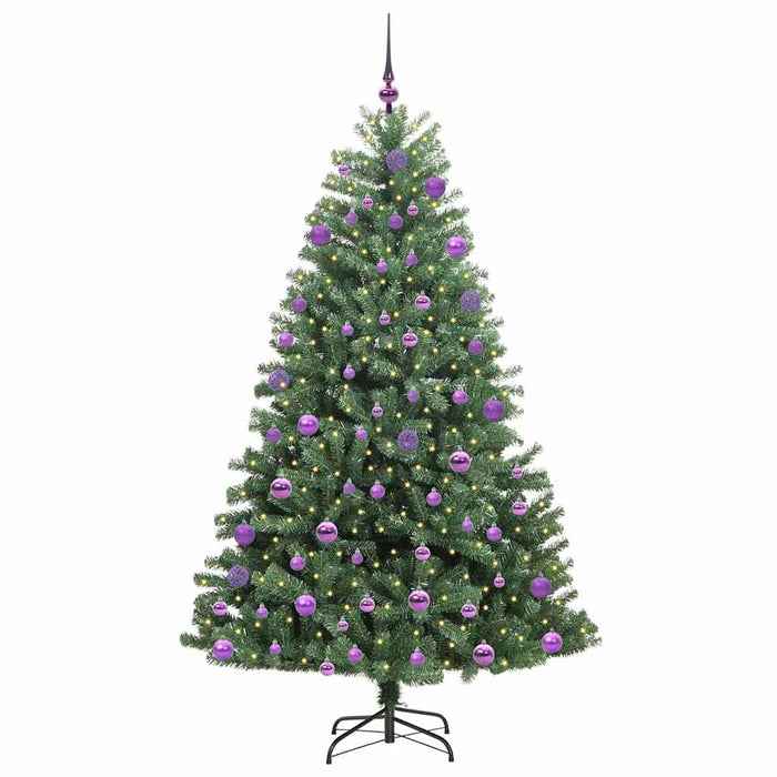 Albero di Natale Artificiale-Albero Natalizio con Rami Pieghevoli Verde 210 cm 957775
