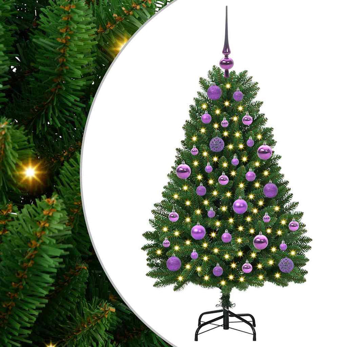 Albero di Natale Artificiale-Albero Natalizio Verde 120 cm PVC e Metallo 155781