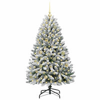 Albero di Natale Artificiale-Albero Natalizio con 150 LED Verde e Bianco 150 cm 345284