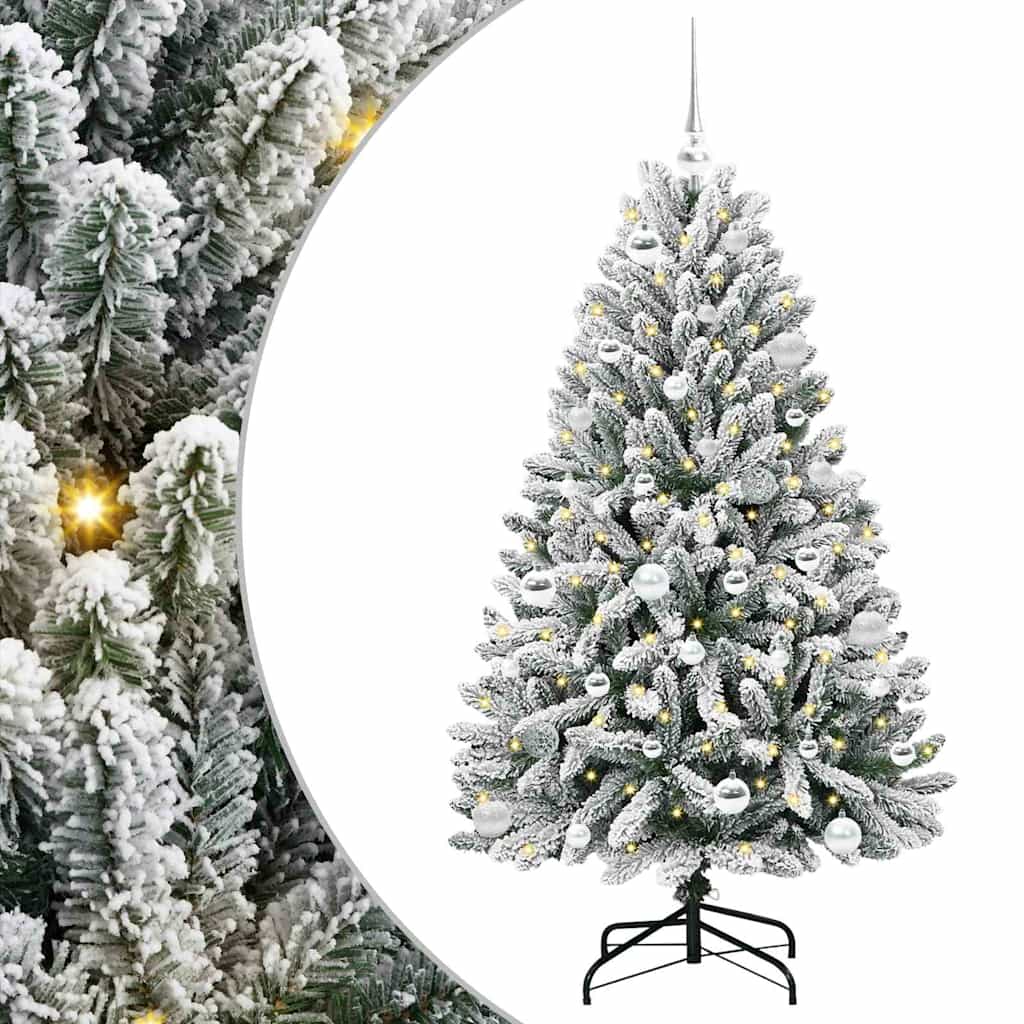 Albero di Natale Artificiale-Albero Natalizio con 150 LED Verde e Bianco 150 cm 595191