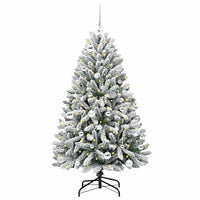 Albero di Natale Artificiale-Albero Natalizio con 150 LED Verde e Bianco 150 cm 595191