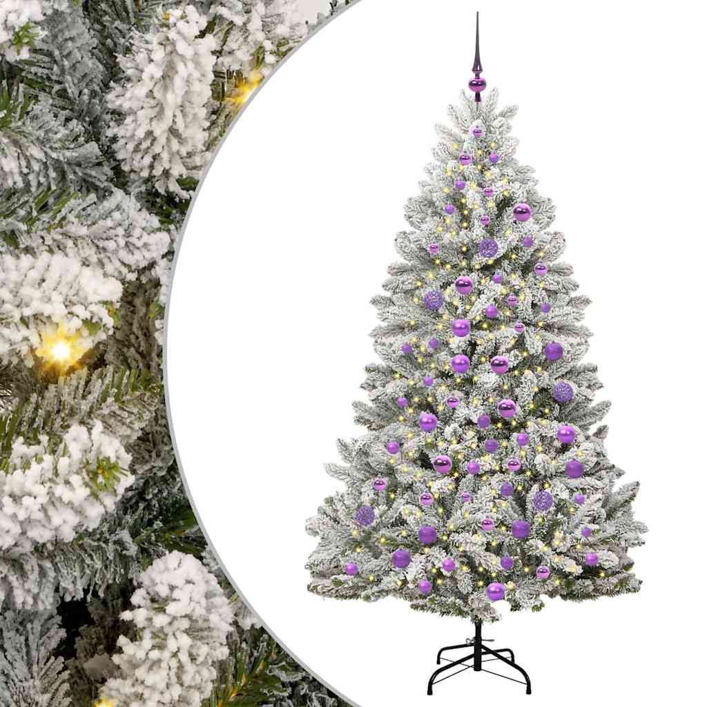 Albero di Natale Artificiale-Albero Natalizio con 300 LED Verde e Bianco 180 cm 449627
