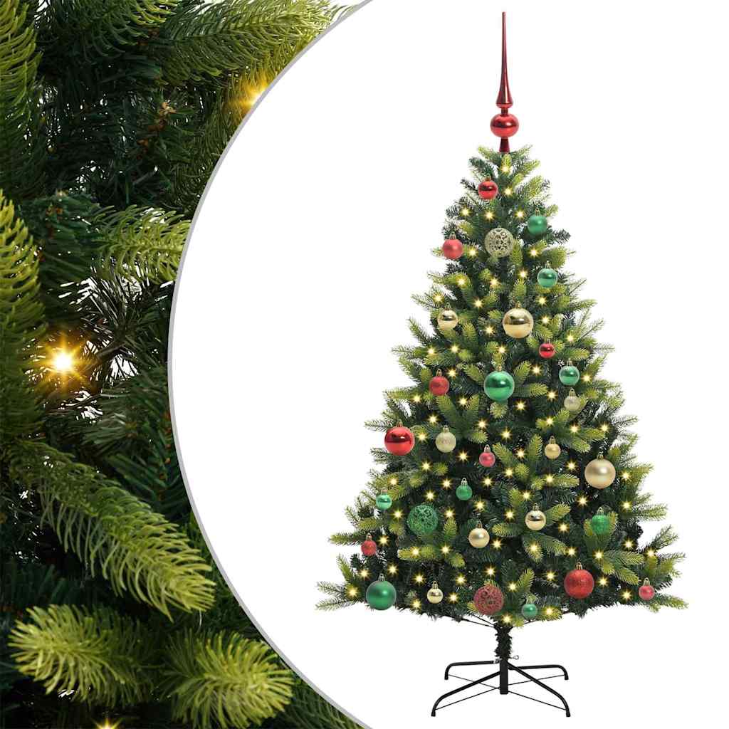 Albero di Natale Artificiale Pieghevole 150 LED Verde 120 cm 3395981