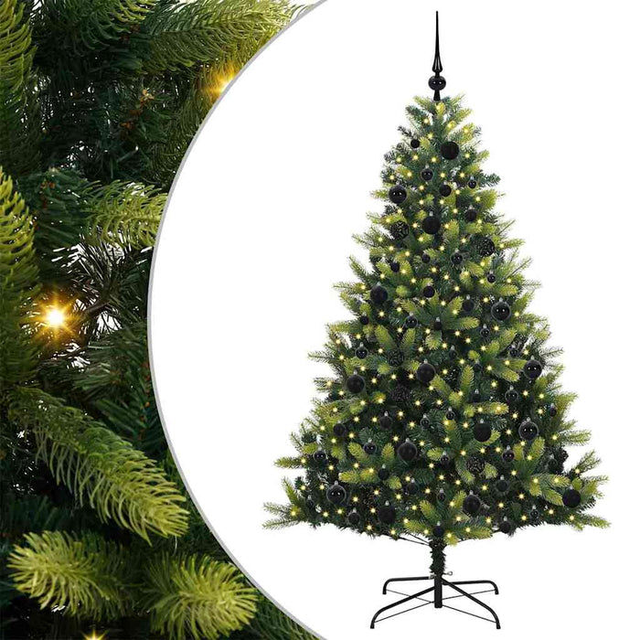 Albero di Natale Artificiale a Cerniera-Albero Natalizio con 300 LED 180 cm 472150