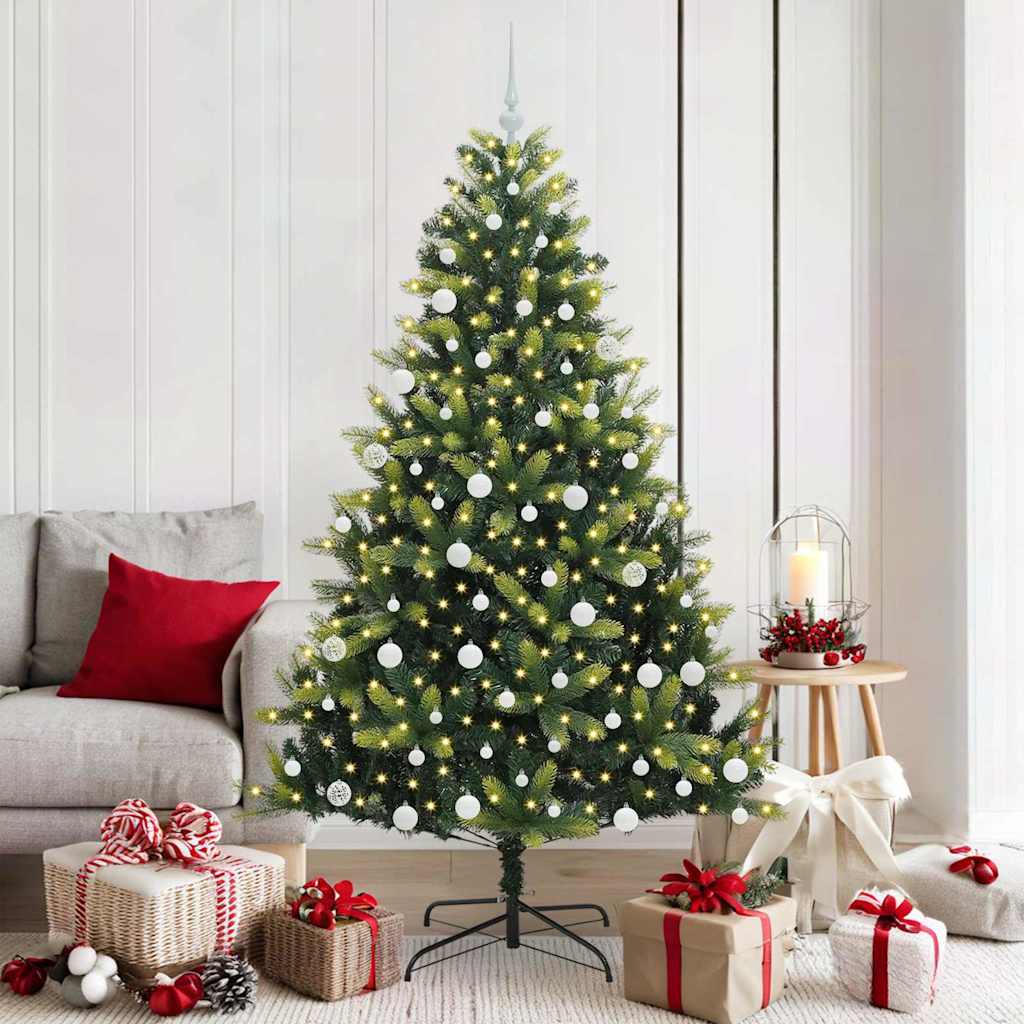 Albero di Natale Artificiale con Cerniera 300 LED Verde 180 cm 3395994