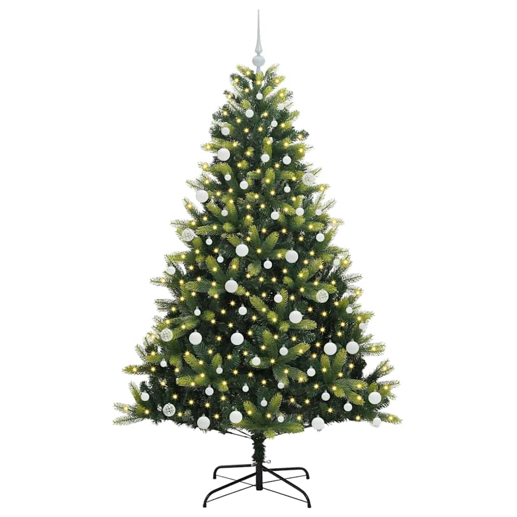 Albero di Natale Artificiale a Cerniera-Albero Natalizio con 300 LED 180 cm 584952