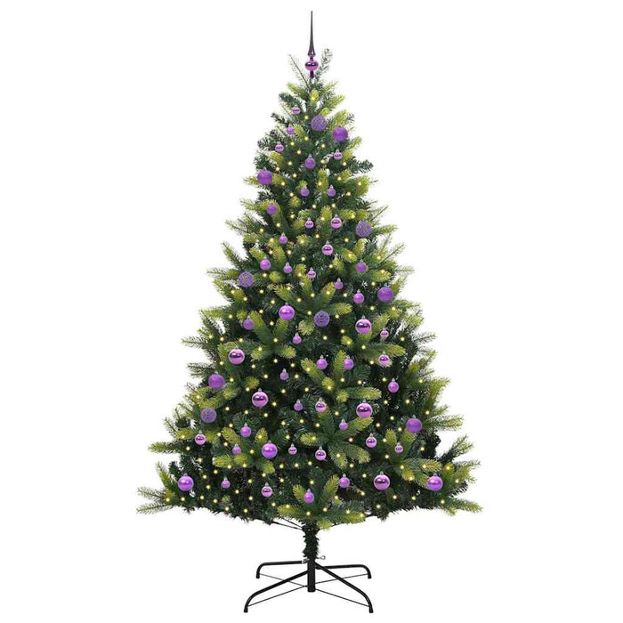 Albero di Natale Artificiale a Cerniera-Albero Natalizio con 300 LED 180 cm 467596